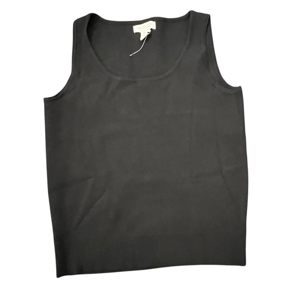 Rachel Zoe NWOT Sleeveless Sweater Vest Scoop Neck Preppy Small Black Classic
